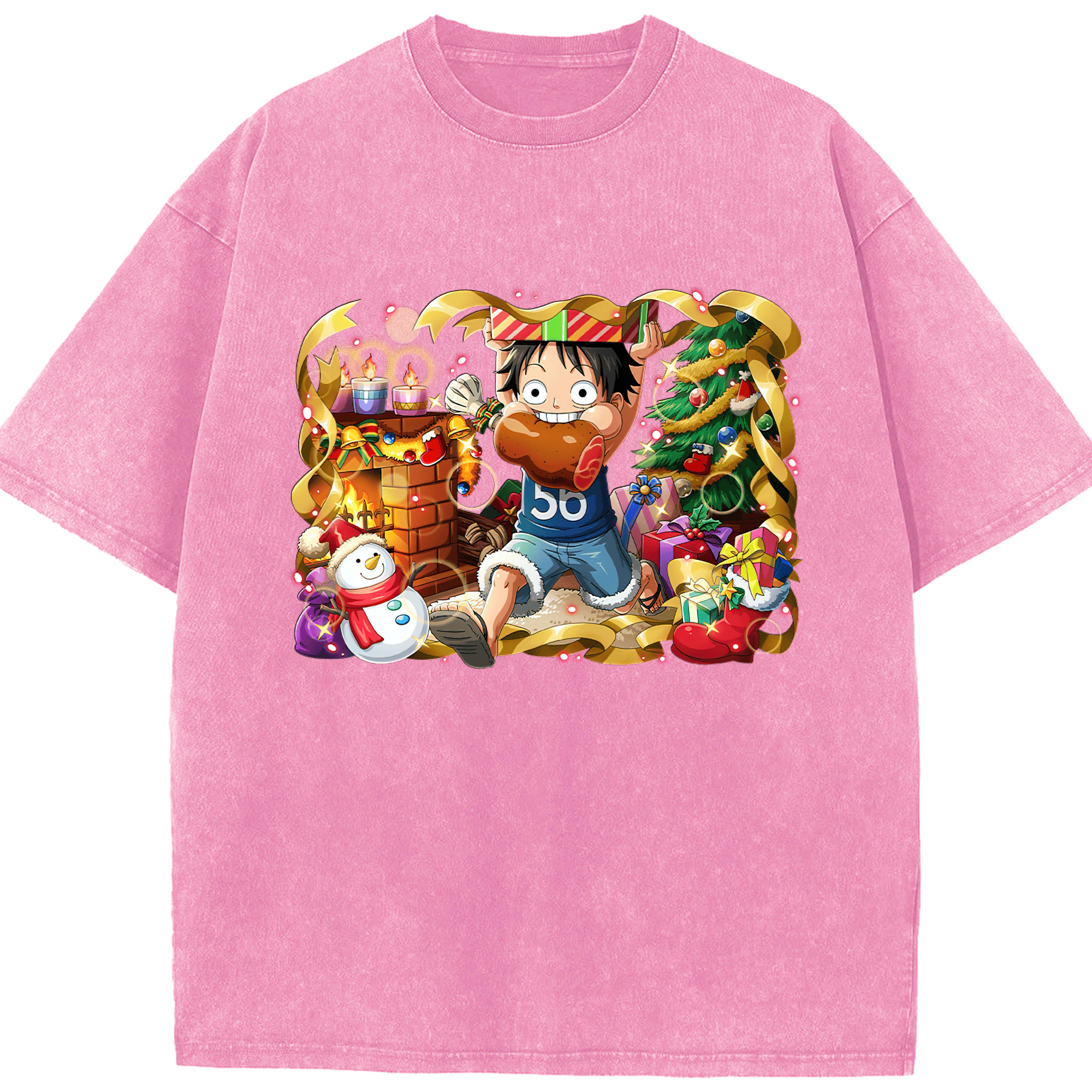 ワンピース モンキー・D・ルフィ ONE PIECE Monkey D. Luffy 綿100% ヴィンテージ風 半袖Tシャツ（フロントプリント）